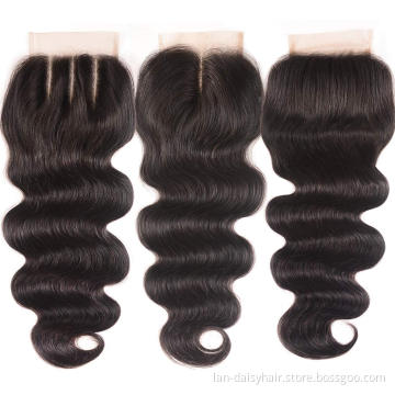 Lan-Daisy Body Wave  4x4 Transparent HD Lace Closure  Brazilian  Human Hair Closure
